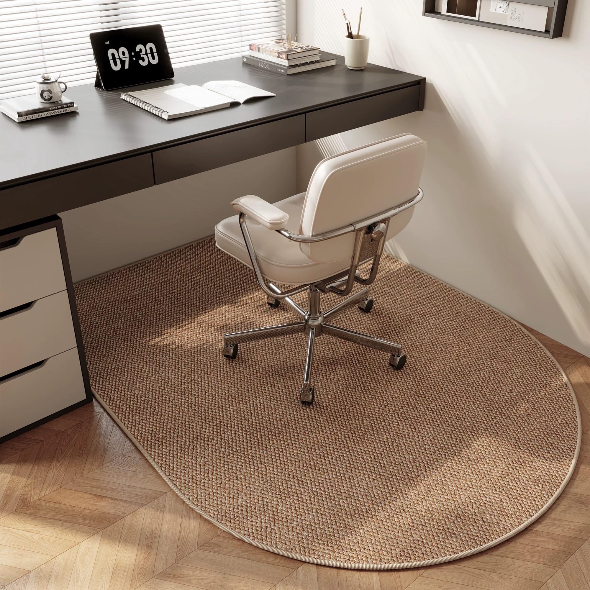 Tapis de salon moderne aspect sisal beige camel de qualité