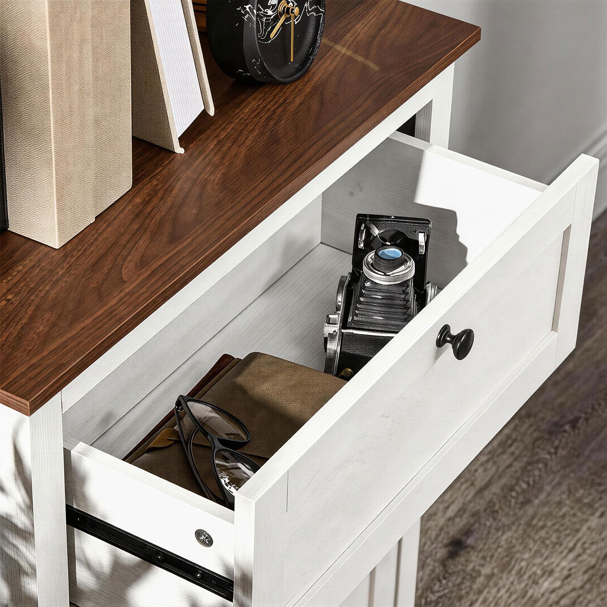 HOMCOM Aparador para Salón con Puertas Dobles Cajón 60x30x87,4 cm Blanco | Armario de Almacenamiento, Estante Ajustable, para Cocina Dormitorio