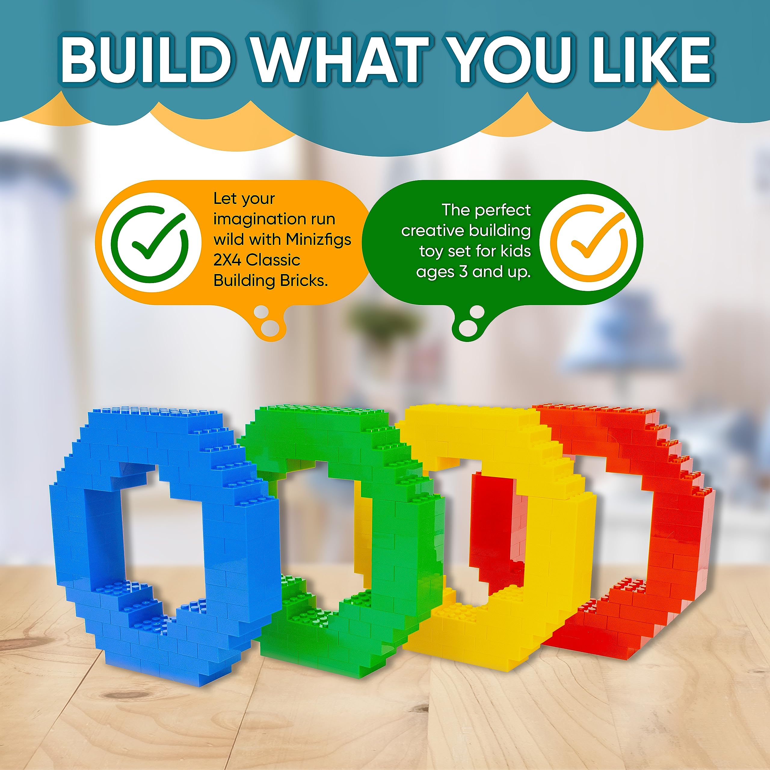 Snapklik.com : Minizfigs 2x4 Classic Building Bricks - 300 Pieces ...