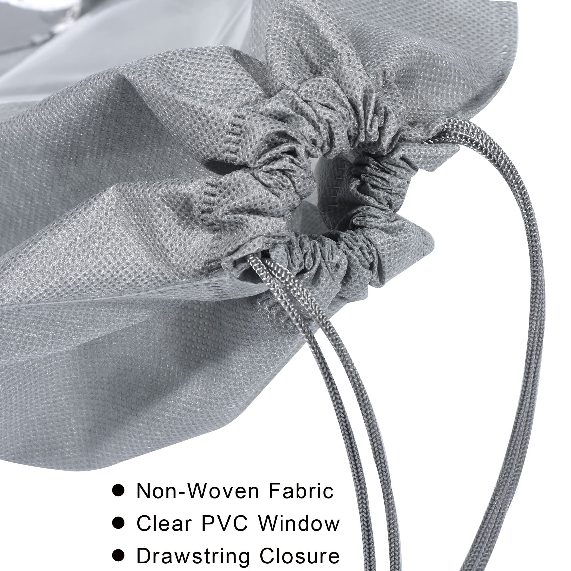 PATIKIL 19.7 Inch Non-Woven Fabric Handbag Dust Cover, 5 Pack Dustproof Storage Organizer Drawstring Bag for Handbags Purses Gray - Image 4