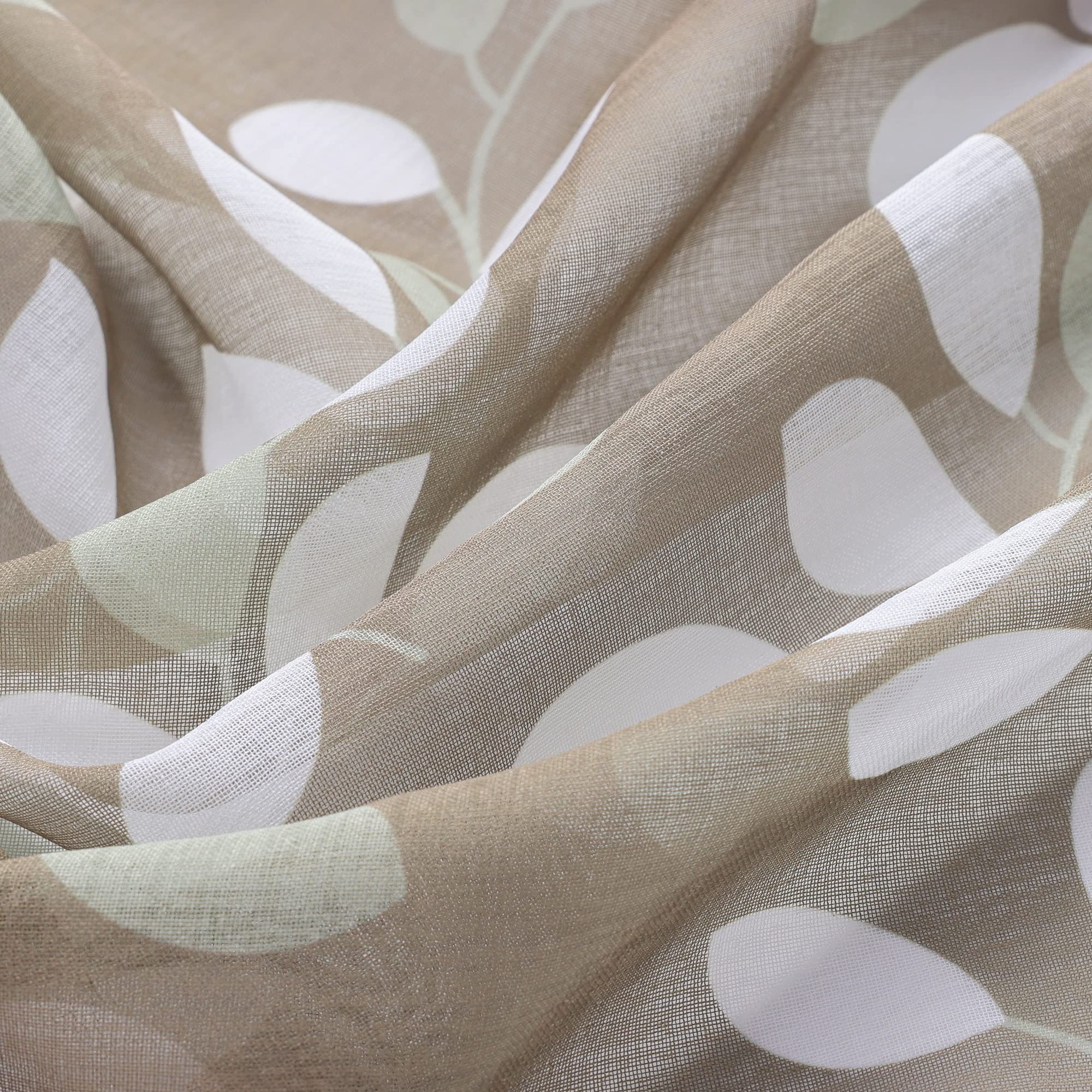ESLIR 2er Set Flächenvorhänge Schiebegardinen Voile Gardinen mit Klettband Landhaus Schiebevorhang Transparent Vorhang Wohnzimmer Sand BxH 57x145cm 2 Stück