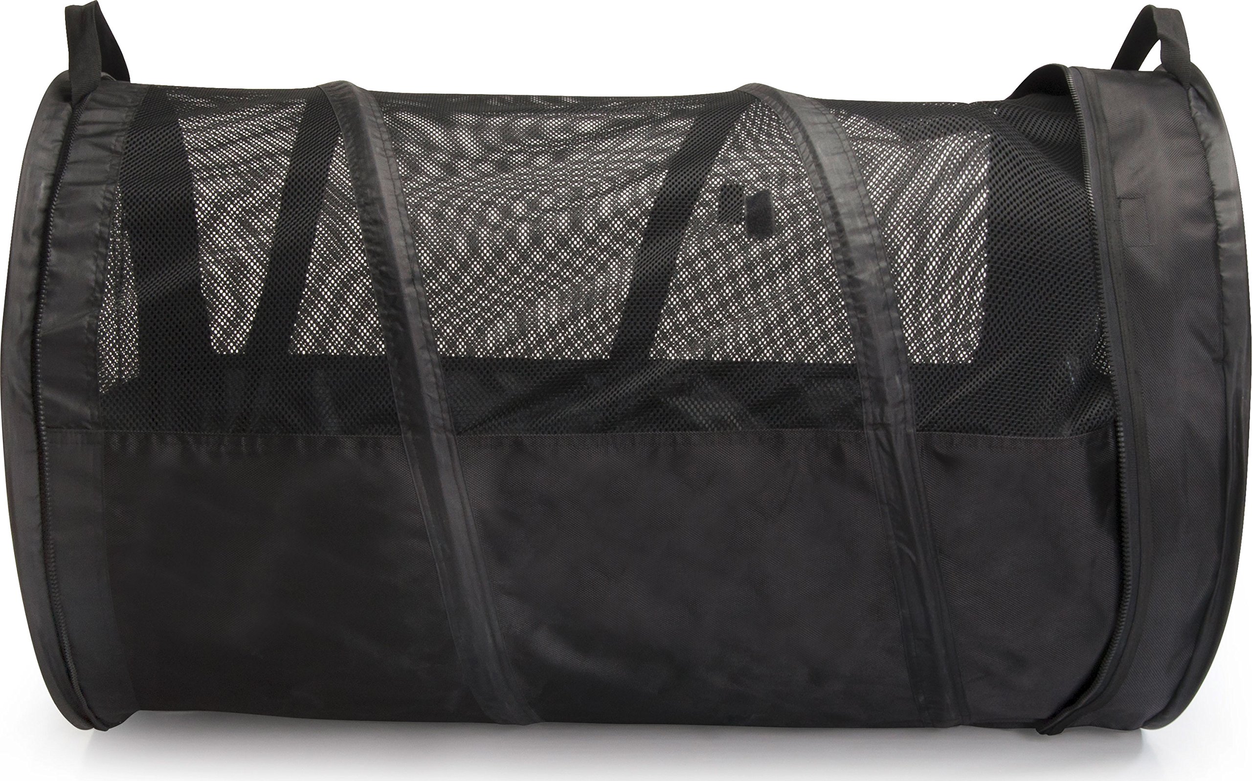 dobar® 62400 Walky Tunnel Transportbox für Haustiere - Faltbare Luxus Transporttasche - Hundetragetasche Nylon - Tragetasche für Haustiere - Haustier-Reisetasche für Auto - Ø 60 x 120 cm - Schwarz