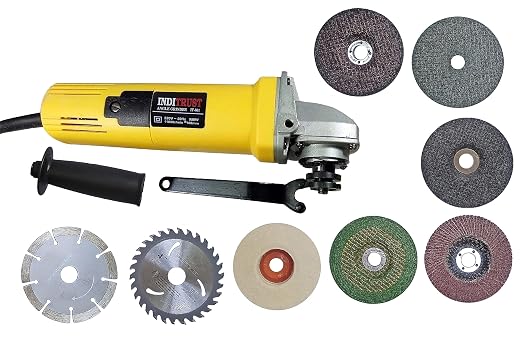 Inditrust Powerful 900W 4 inch 801 angle grinder combo with 8 wheels for cutting grinding buffing polishing application