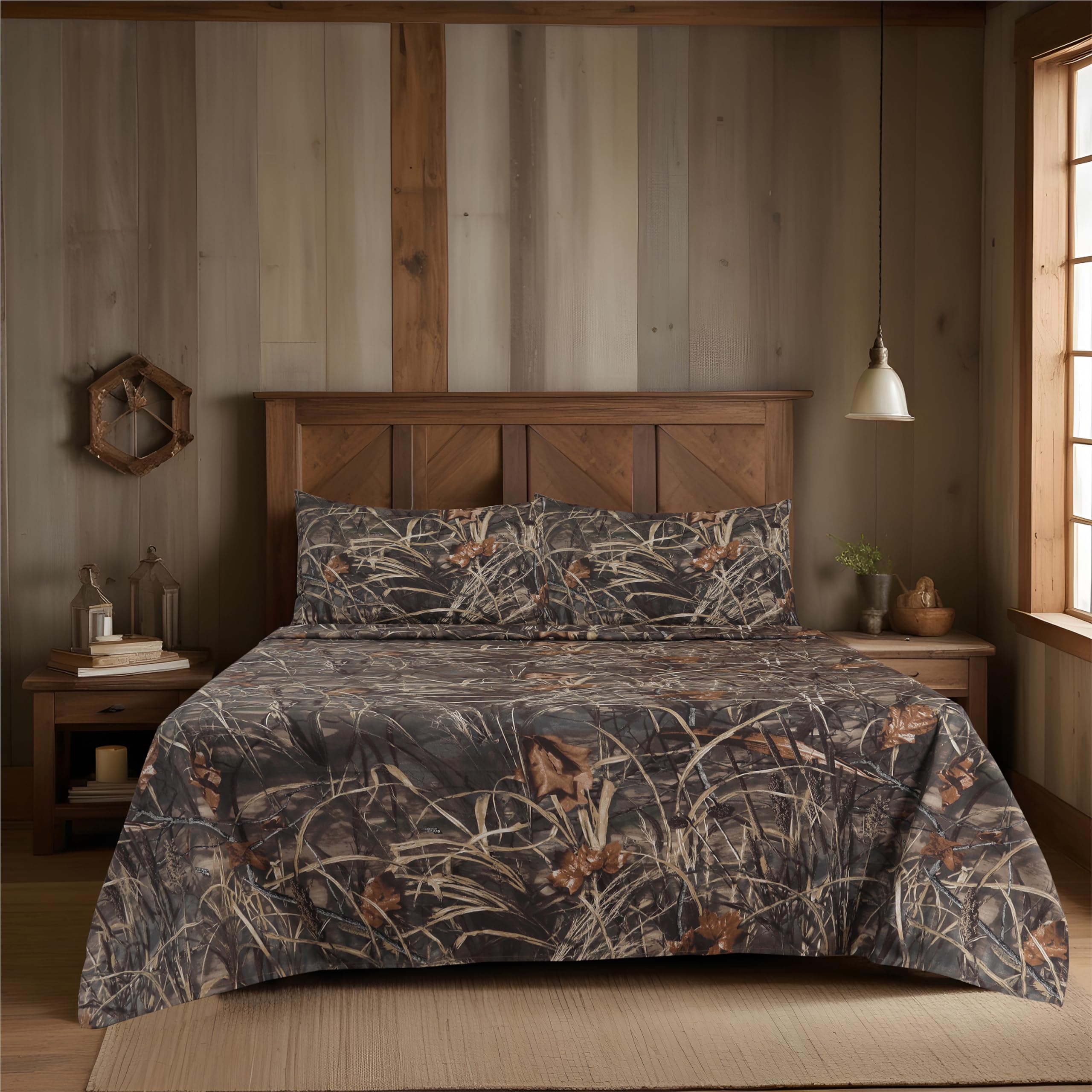 Boston Linen Company Realtree Max 4 Camo Bedding Full Sheet Set 4 Piece Polycotton Rustic Farmhouse Bedding for Lodge, Cabin & Hunting Bed Set – Perfect for Camouflage Themed Bedroom - (54"x75")