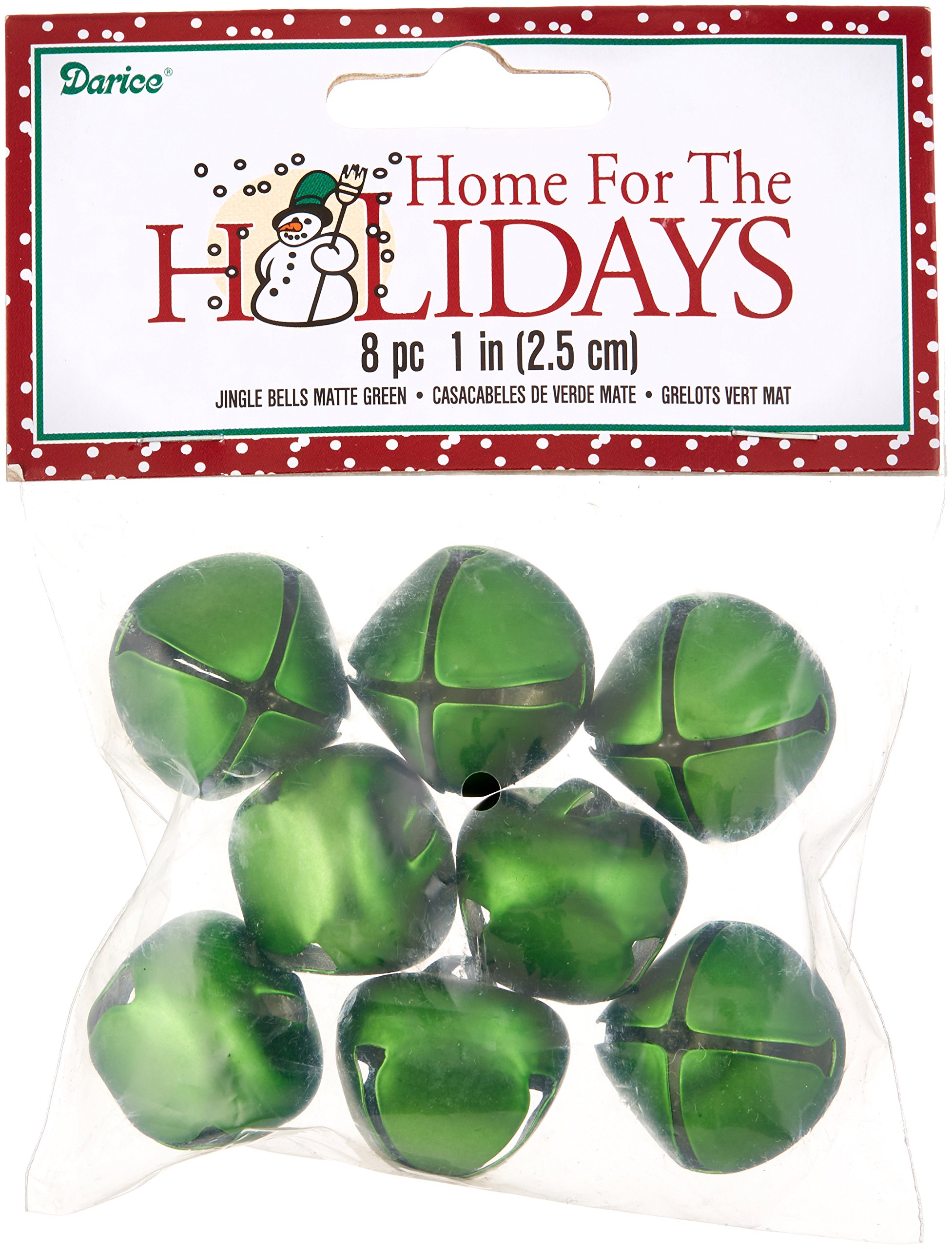 25mm Jingle Bells, Matte Green - 8 Bells