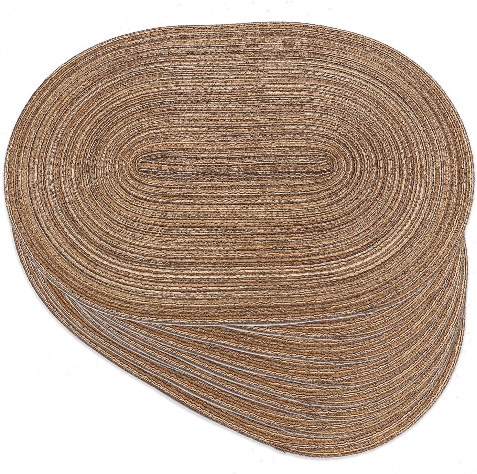 Noctiflorous Oval Braided Placemats 12x18 Inch Table Mats Set of 8 for Dining Tables Natural Woven Heat Resistant Place Mats (Oval Brown8)