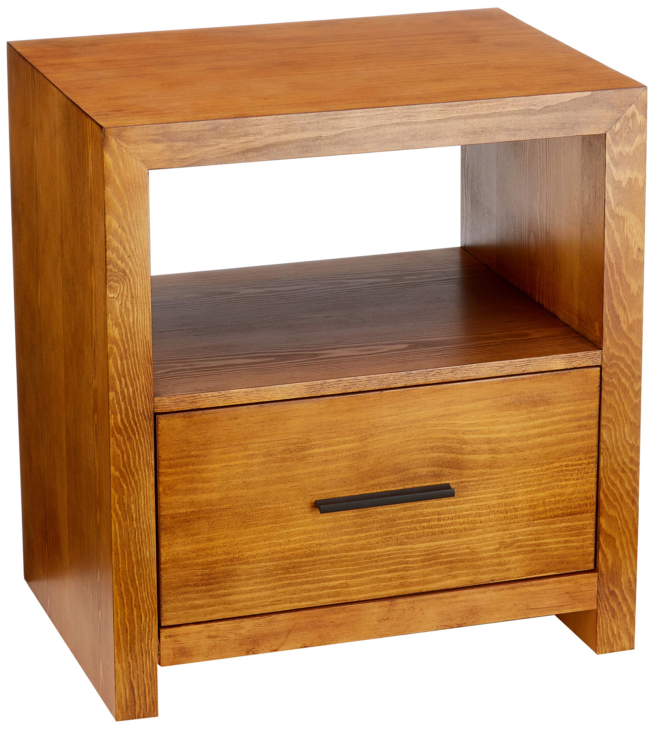 Buy Amazon Brand Rivet 1Drawer 1Shelf Bedside Table, 55 x 40 x 60.5cm, Pine/MDF, Brown