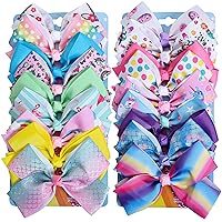 Vista 11 de Lazos para el Cabello de 5 Pulgadas para Niñas Arcoíris Colorido Lazos para el Cabello de Niñas Pequeñas con Clips de Cocodrilo para Niños Pequeños