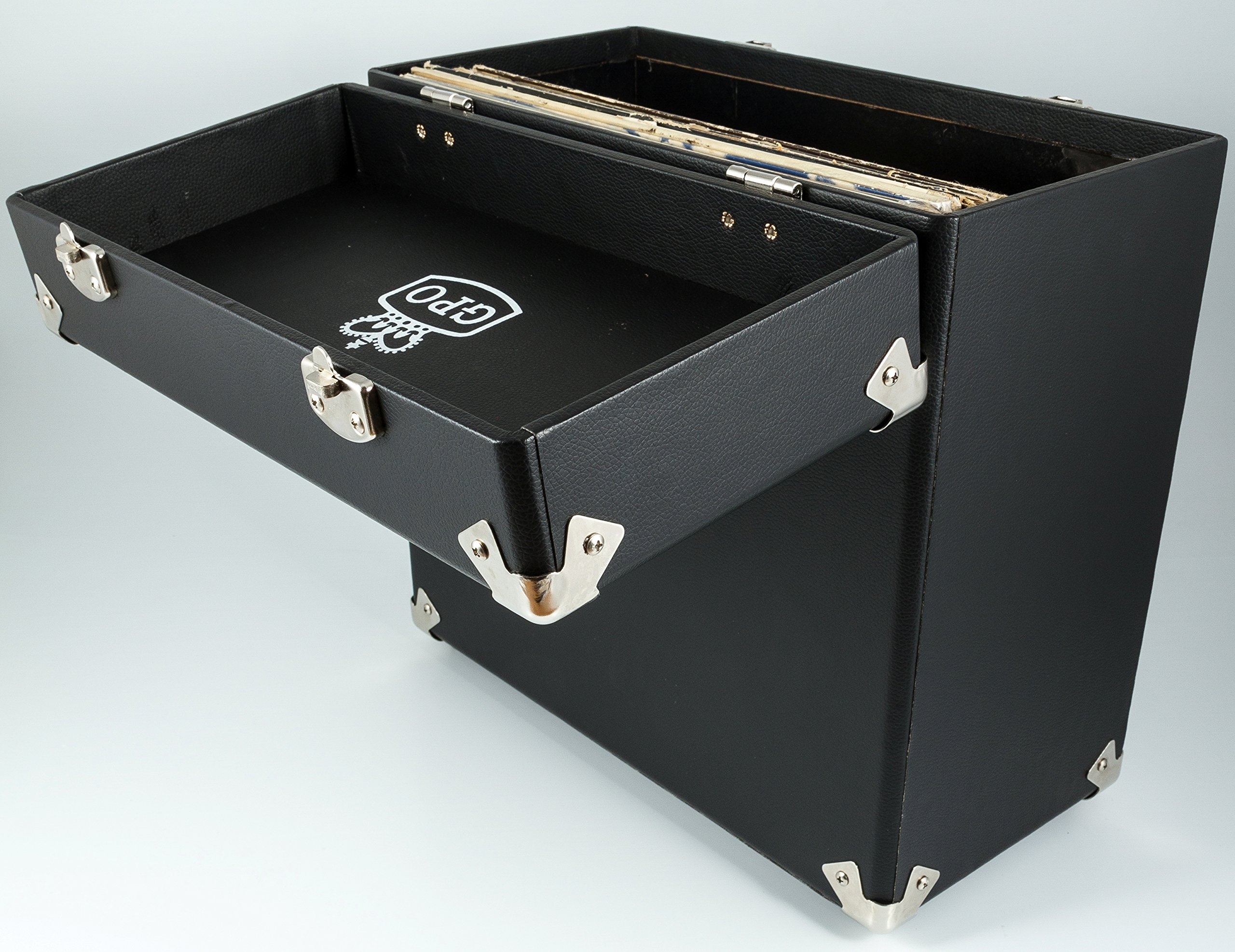 Valise de Rangement et Transport GPO pour Vinyles 33 Tours de style rétro (pouvant contenir 30 albums) - Noir