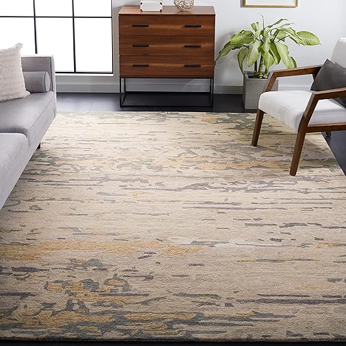 Soho Collection 8' x 10' Beige/Grey SOH676B Handmade Modern Abstract