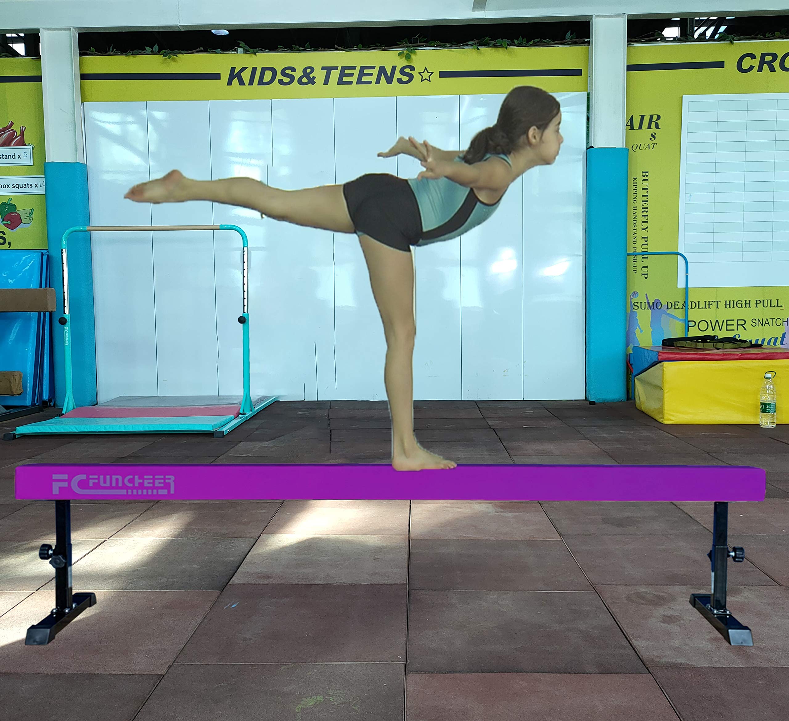 FC FUNCHEER 8FT Adjustable Balance Beam, High and Low Level Gymnastics