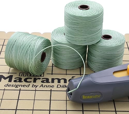 Miniatura 6 de The Beadsmith S-Lon #18 - Cordón color menta - Tubo de 4 carretes - 77 yardas - Ideal para atar cuentas de ganchillo y joyas de micro macramé -