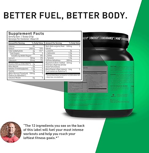 Vista 2 de Pre JYM, JIM Supplement Science - Polvo para antes de hacer ejercicio con aminoácidos de cadena ramificada, creatina HCI, citrulina malato