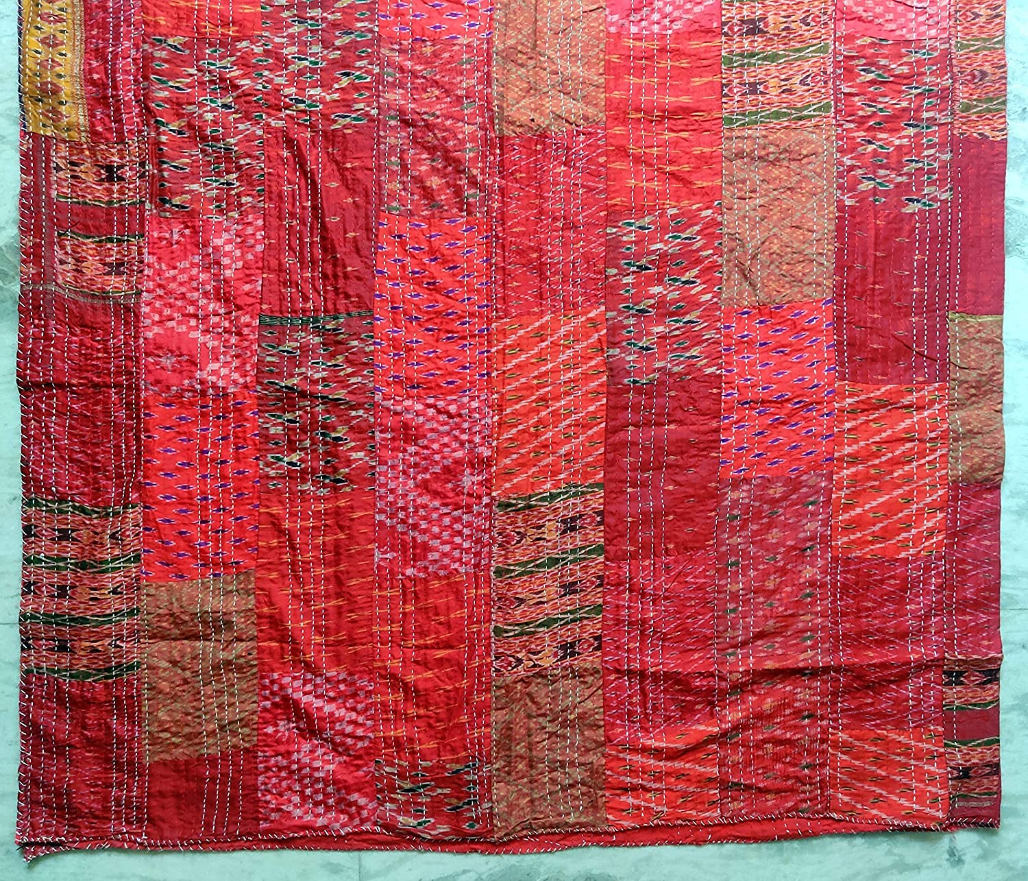 Indian Patch Werk Katoen Kantha Quilt Koningin Spreien Gooi Deken (Multi Vogels) Boheemse Sprei, Boheemse Beddengoed, Handgemaakte Kantha Quilt, King Size Kantha Quilt, Patch Quilt, Bed Cover