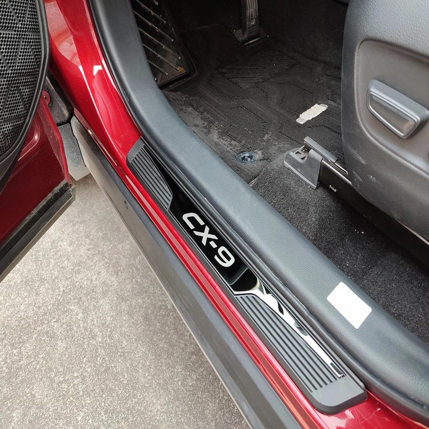 Car Door Sill Scuff Protector, for 2017-2022 Mazda CX-9 Accessories Parts 2013-2022, Steel with abs Plastic Door Entry Guard Plate Trim Cover, Auto Interior Accessory Kick Panels 4pcs/Set (BLACK)