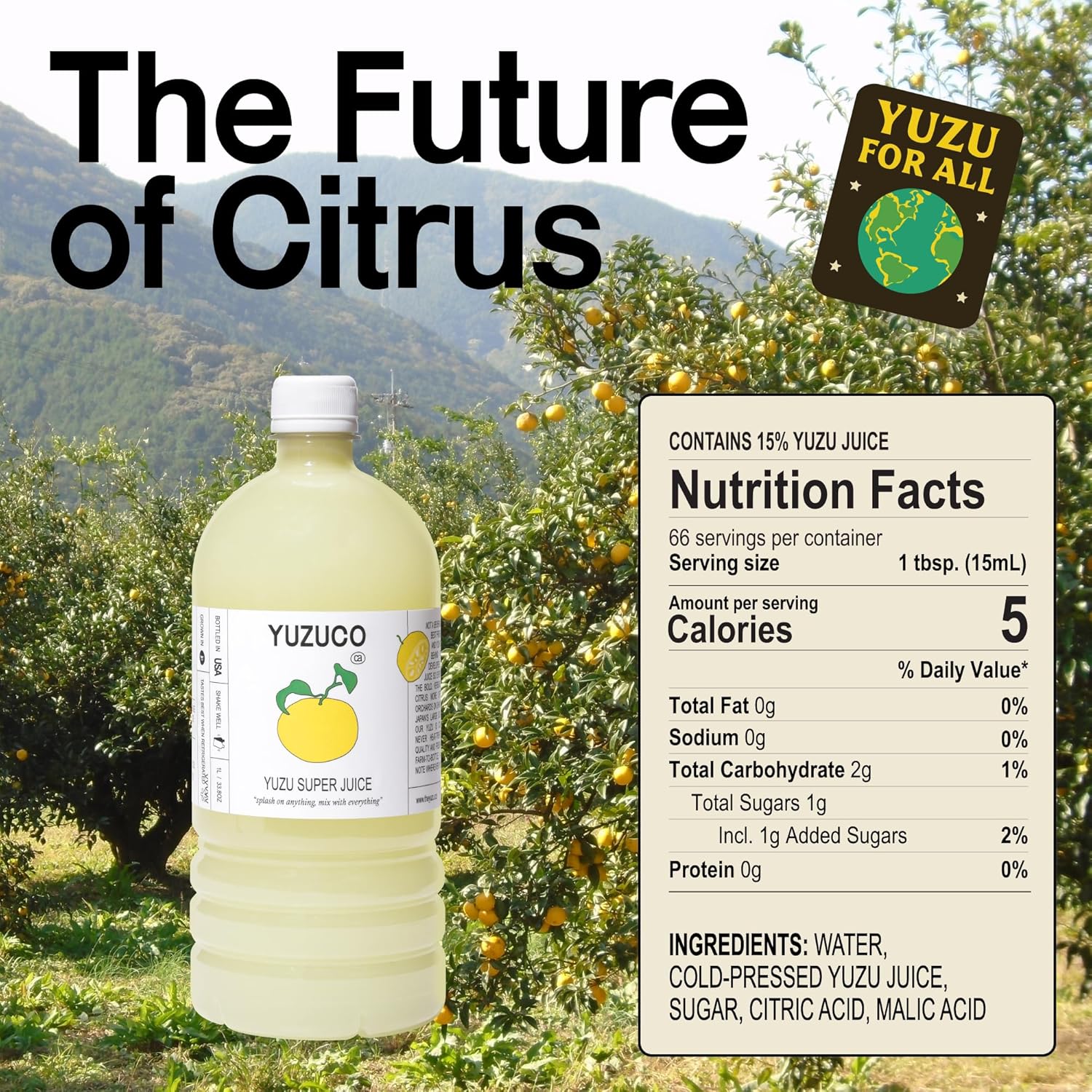 YUZUCO Yuzu Super Juice (36.4oz, Pack of 1) – Award-Winning Japanese Yuzu Juice Blend with Lively Citrus Notes, Crafted Specifically for Cocktails, Vinaigrettes & Marinades. HPP-Treated for Freshness. Sustainably Sourced from Japan, Bottled in California.