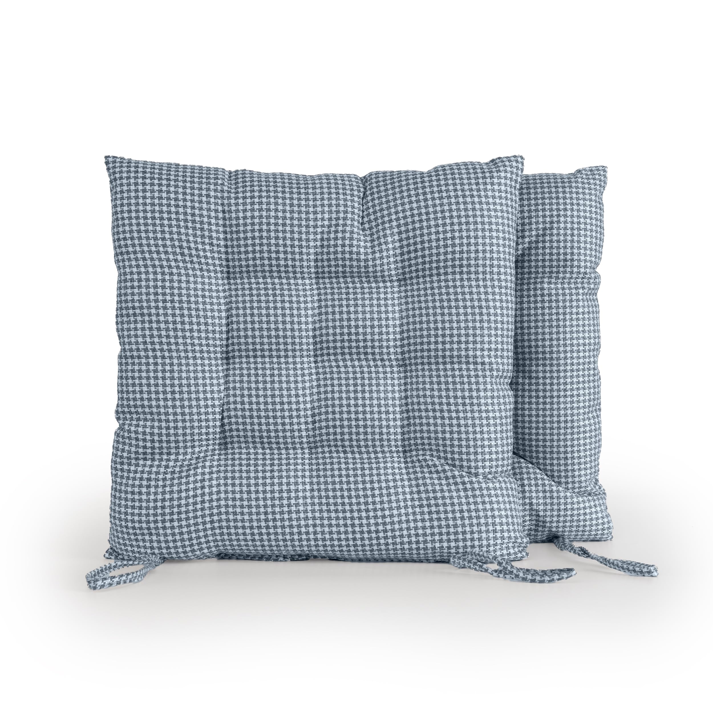 BESCH Pack 2 Cojines para Silla Usos Interior y Exterior 40x40x5cm Extra Suave - Cojin de Asiento Decorativo Funda de Poliéster y Relleno de Fibra Hueca Lavable Cómodos Acolchados (Pata Gallo Azul)