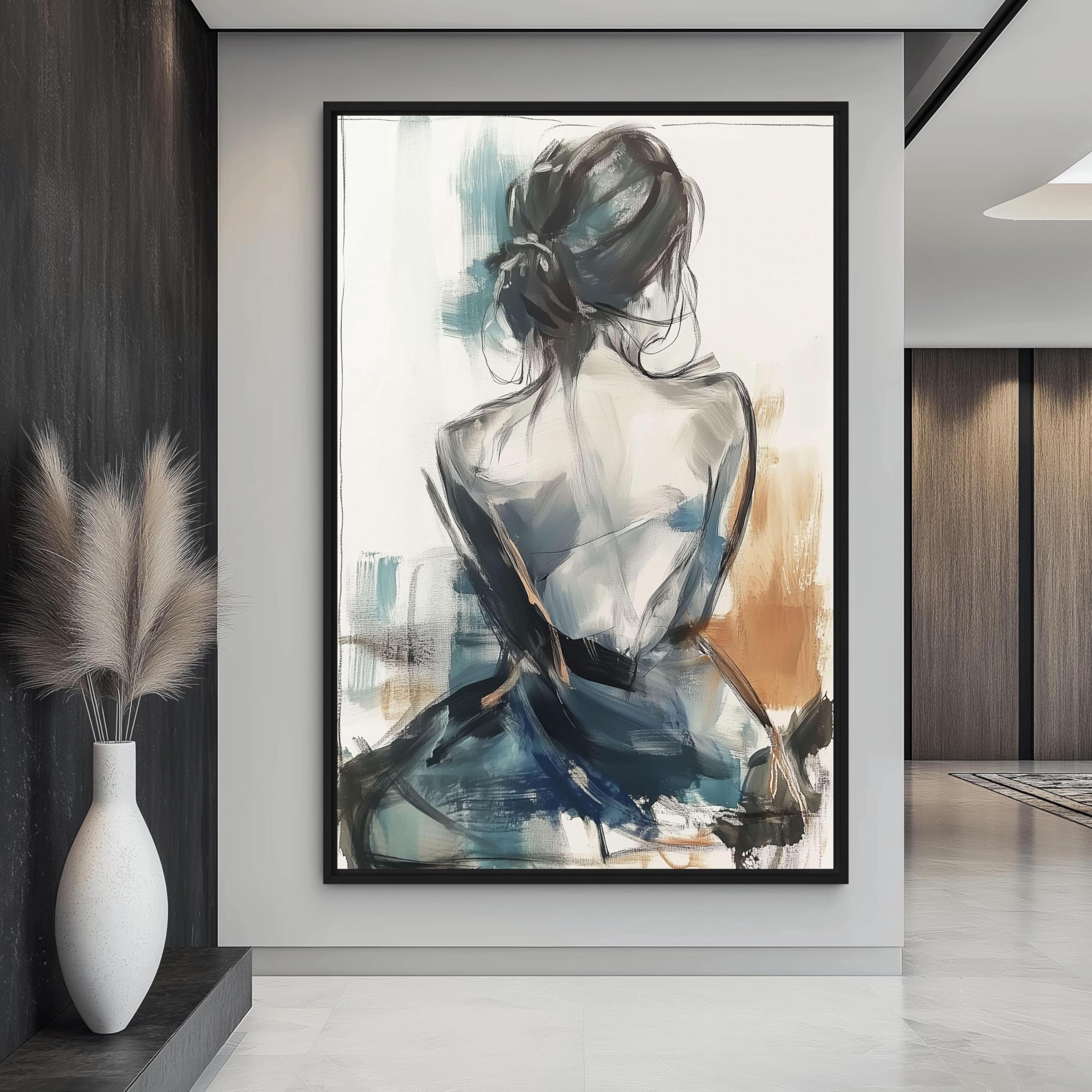 LMYCHENG Woman Line Art Canvas Print: Abstract Female Watercolor Painting for Living Room, Home Wall Decor Artwork(70x110cm/Frameless)