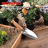 Vista 8 de WORKPRO Paleta de mano de jardín de 11 pulgadas, palas de jardín de acero inoxidable pulido resistente con mango de madera, pequeñas herramientas