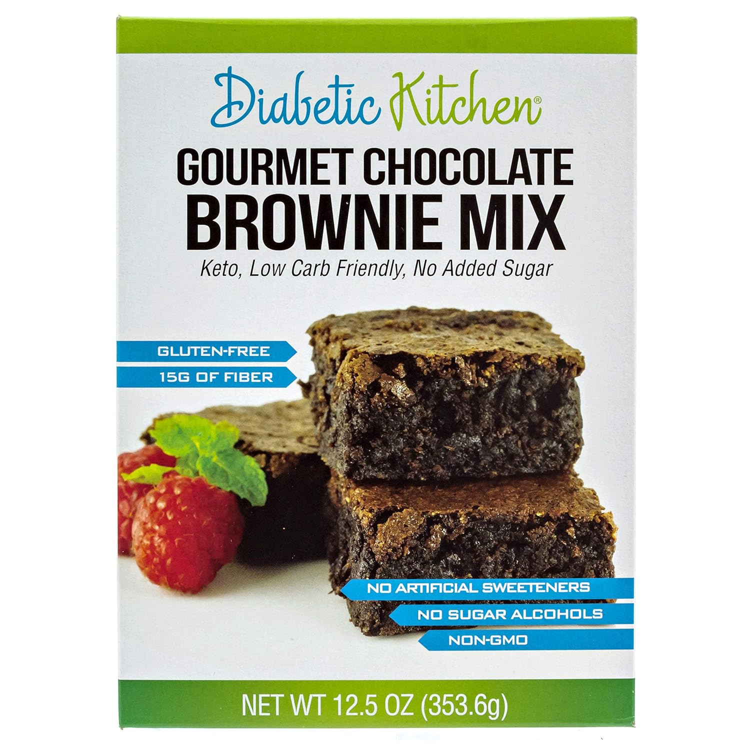 Diabetic Kitchen Gourmet Chocolate Brownie Mix Makes The Moistest, Fudgiest Brownies Ever Keto Friendly, Low-Carb, Gluten-Free, 15G Fiber, No Artificial Sweeteners or Sugar Alcohols (Regular Box)