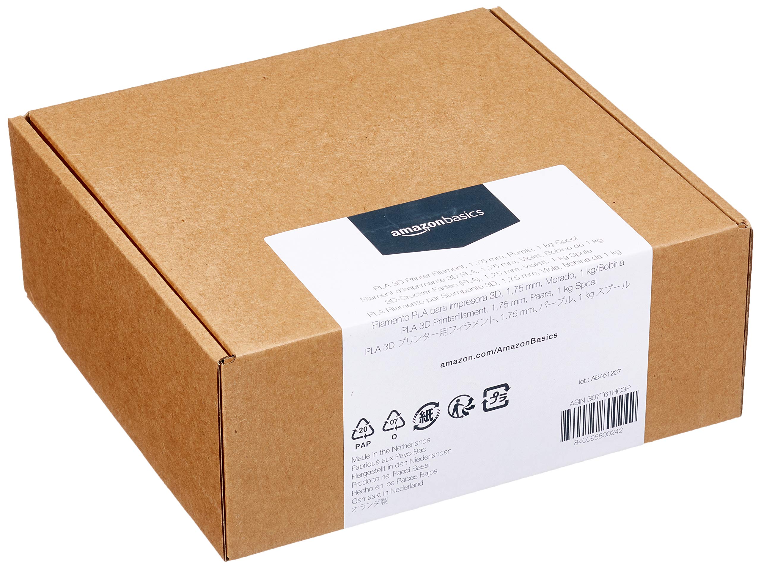 Amazon Basics - Filamento per stampanti 3D, in polilattato (PLA), 1.75 mm, viola, 1 kg per bobina