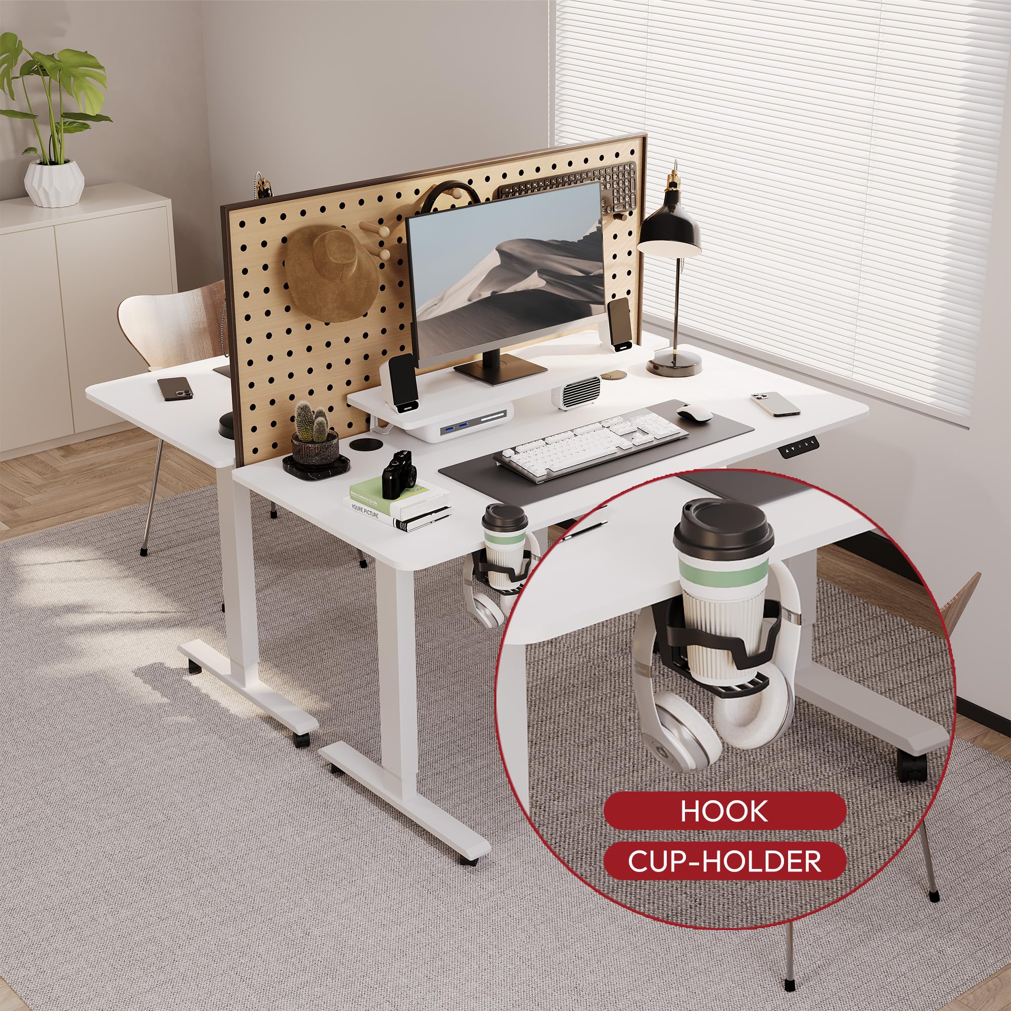 SANODESK Escritorio Elevable Eléctrico, Motor Silencioso, Mesa Standing Desk Ajustable 75-120cm con 4 Ruedas, Memoria de Posición - para Oficina y Hogar