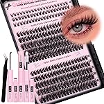 Goddvenus Wispy Lash Clusters Kit Cluster Eyelash Extensions Natural Lash Extension Kit C Curl Fluffy Individual Eyelashes with Bottom Lashes Clusters Waterproof Bond and Seal DIY at Home