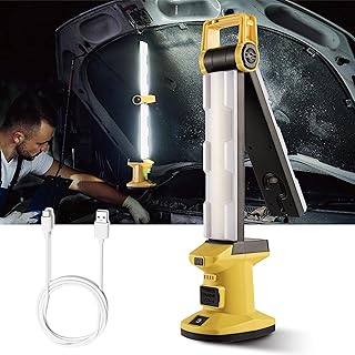 LED Rechargeable Magnetic Work Light w/Two COB Panels. Foldable Cordless Underhood Flood Lighting w/ 6 Brightness Modes up to 1700lm. Perform as Light Bar, Handheld Light, Mechanic Light, Camp Light
