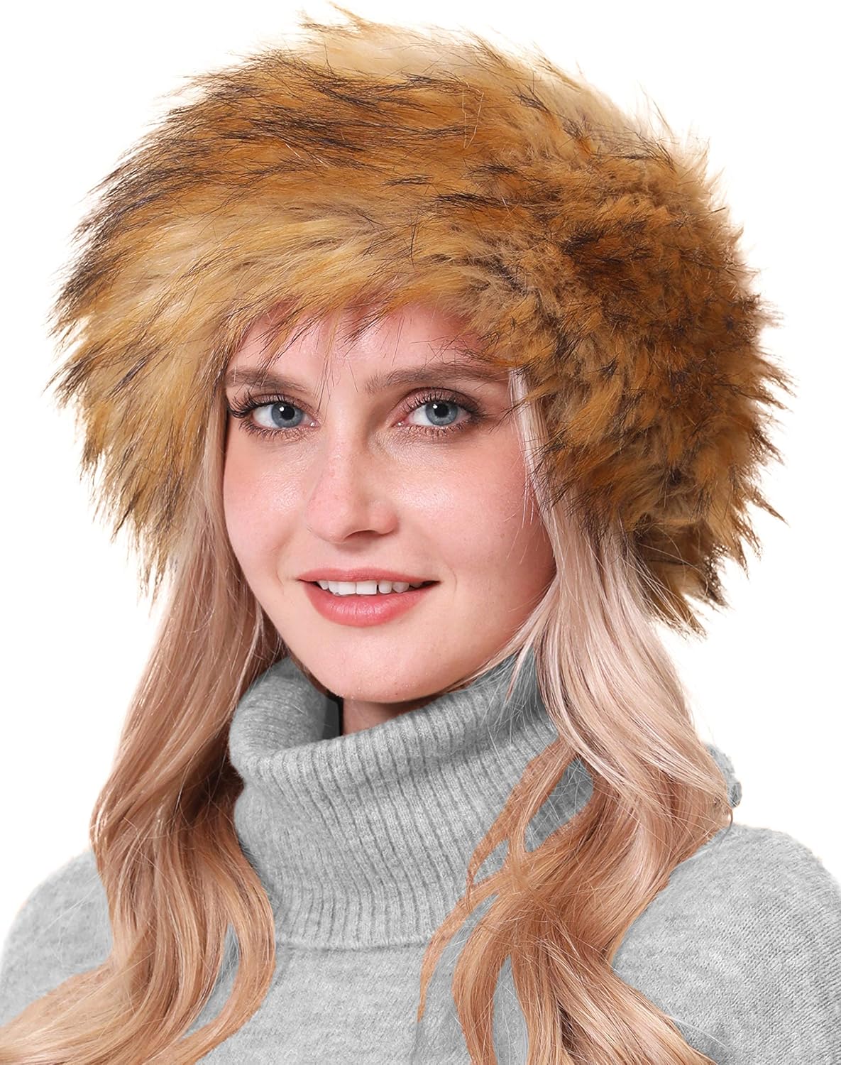 sy soul young Faux Fur Headband with Elastic for Women's Winter Earwarmer Earmuff - Image 3