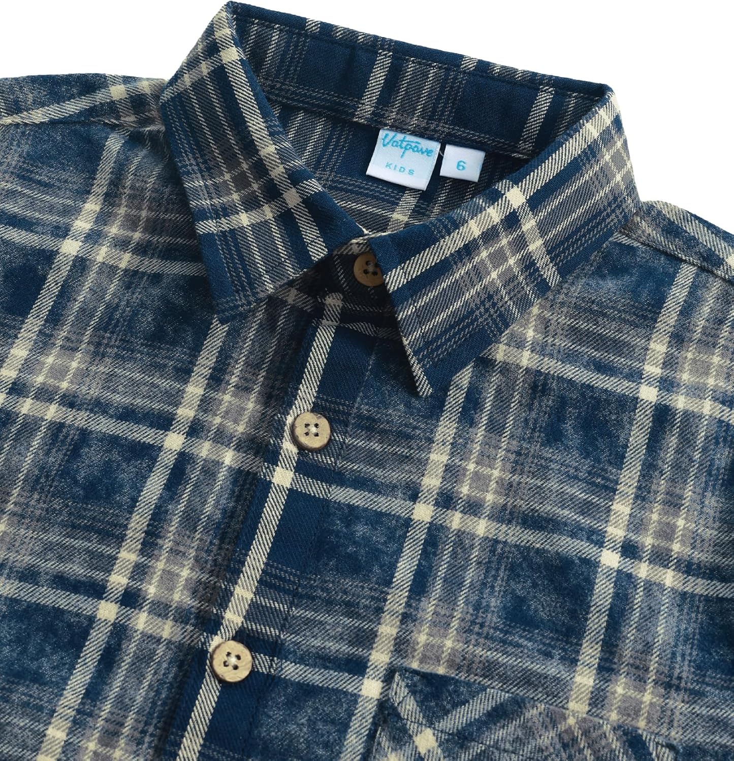 VATPAVE Boys Flannel Button Down Shirt Casual Long Sleeve Plaid Shirts 6-14 Years - Image 3