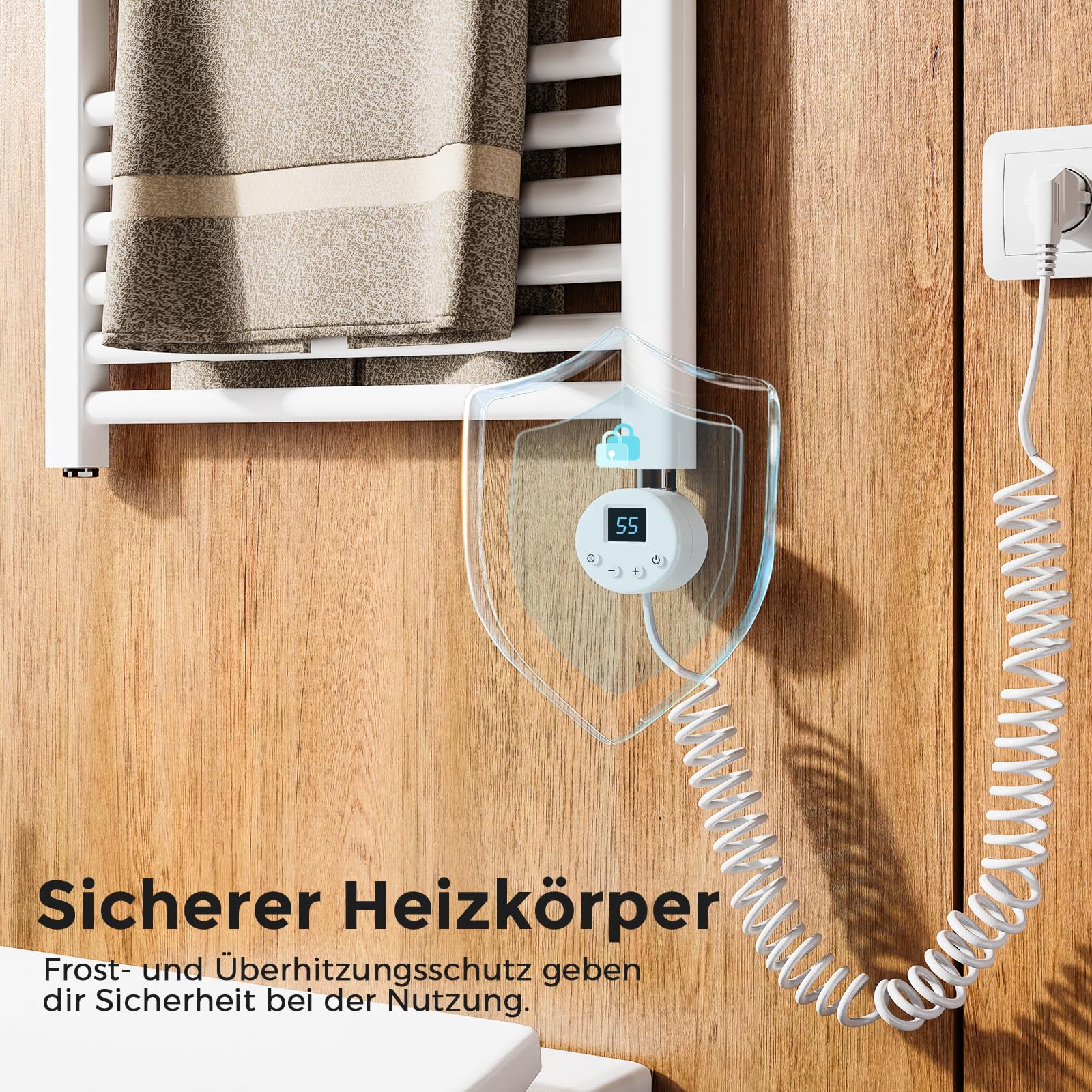 Heilmetz Badheizkörper Elektrisch 1200x500mm Bad Heizkörper mit WiFi Thermostat 500W Seitenanschluss Weiß gerade Badheizkörper mit Timer+Intelligenter Temperaturregler+LCD-Displays Energiesparend