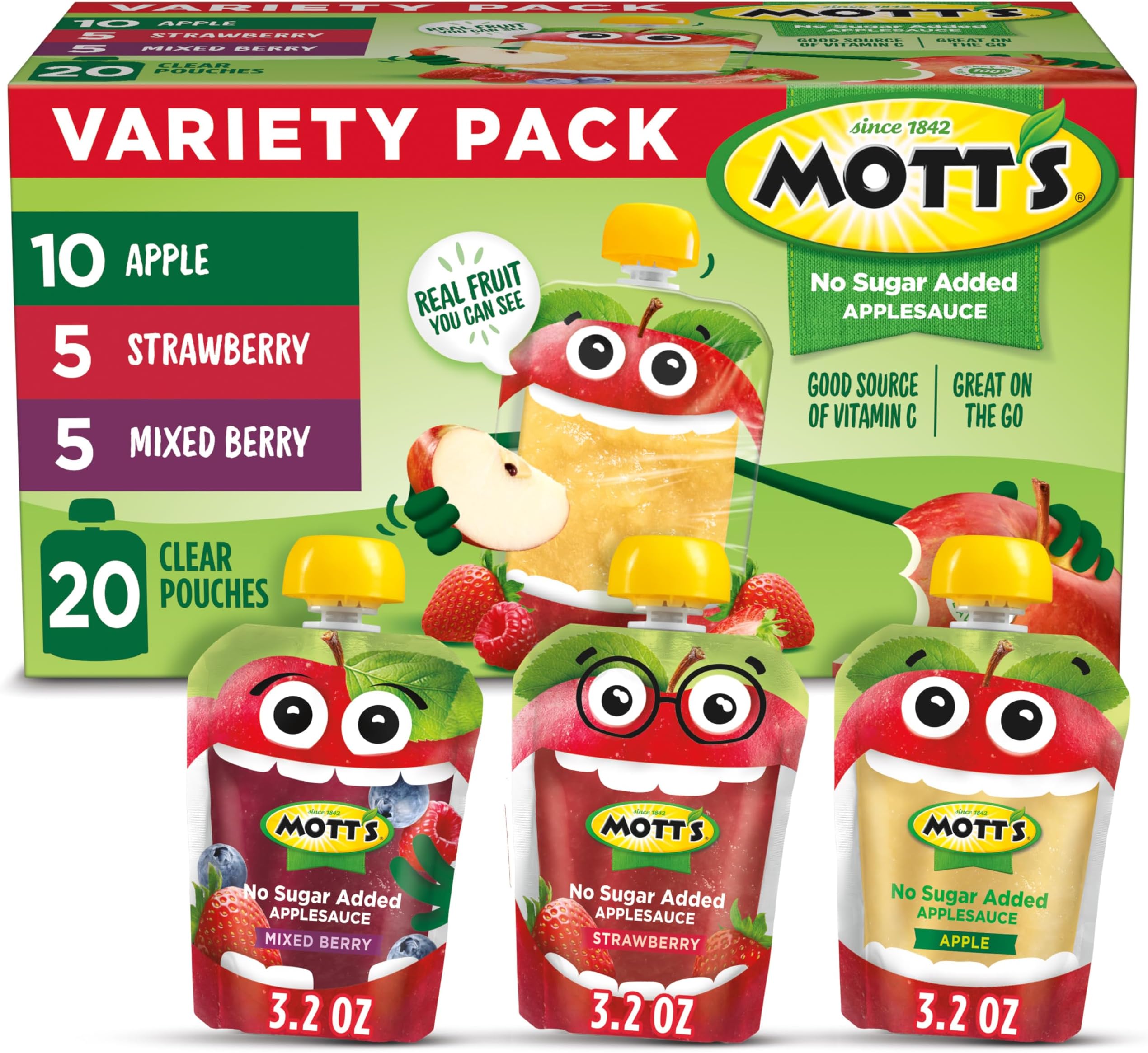 Amazon.com: Mott's Original Applesauce, 3.2 Oz Clear Pouches, 48 Count ...