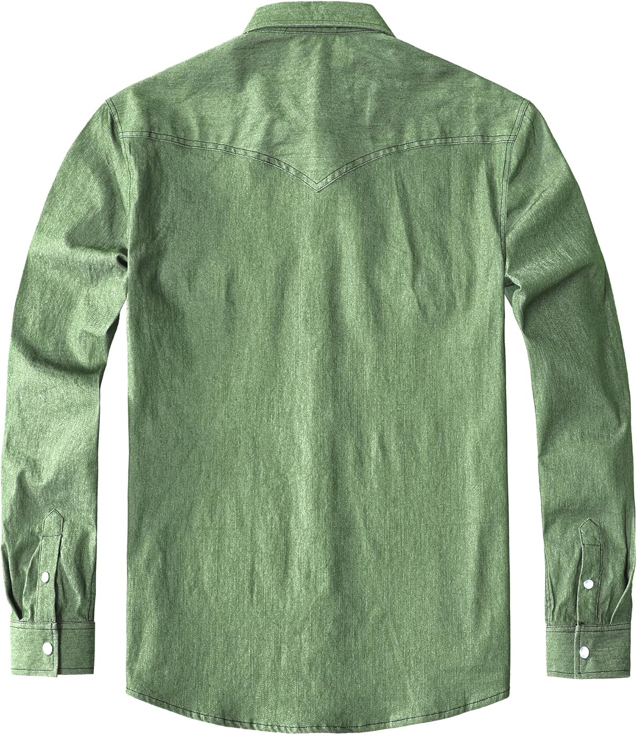 JOGAL Mens Western Cowboy Shirts Long Sleeve Denim Pearl Snap Shirts Regular Fit Work Shirts - Image 2