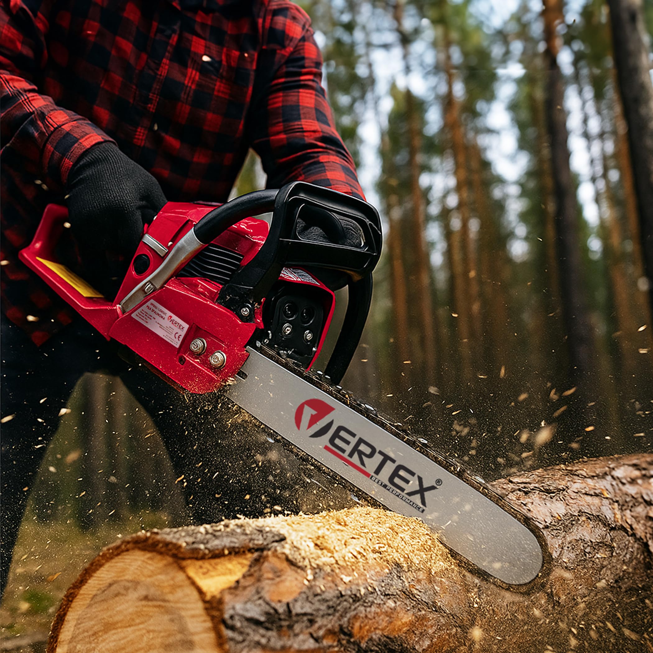 Piła spalinowa 52cc 3KM – mocna pilarka do drewna opałowego i ogrodu + 2 łańcuchy w zestawie Vertex