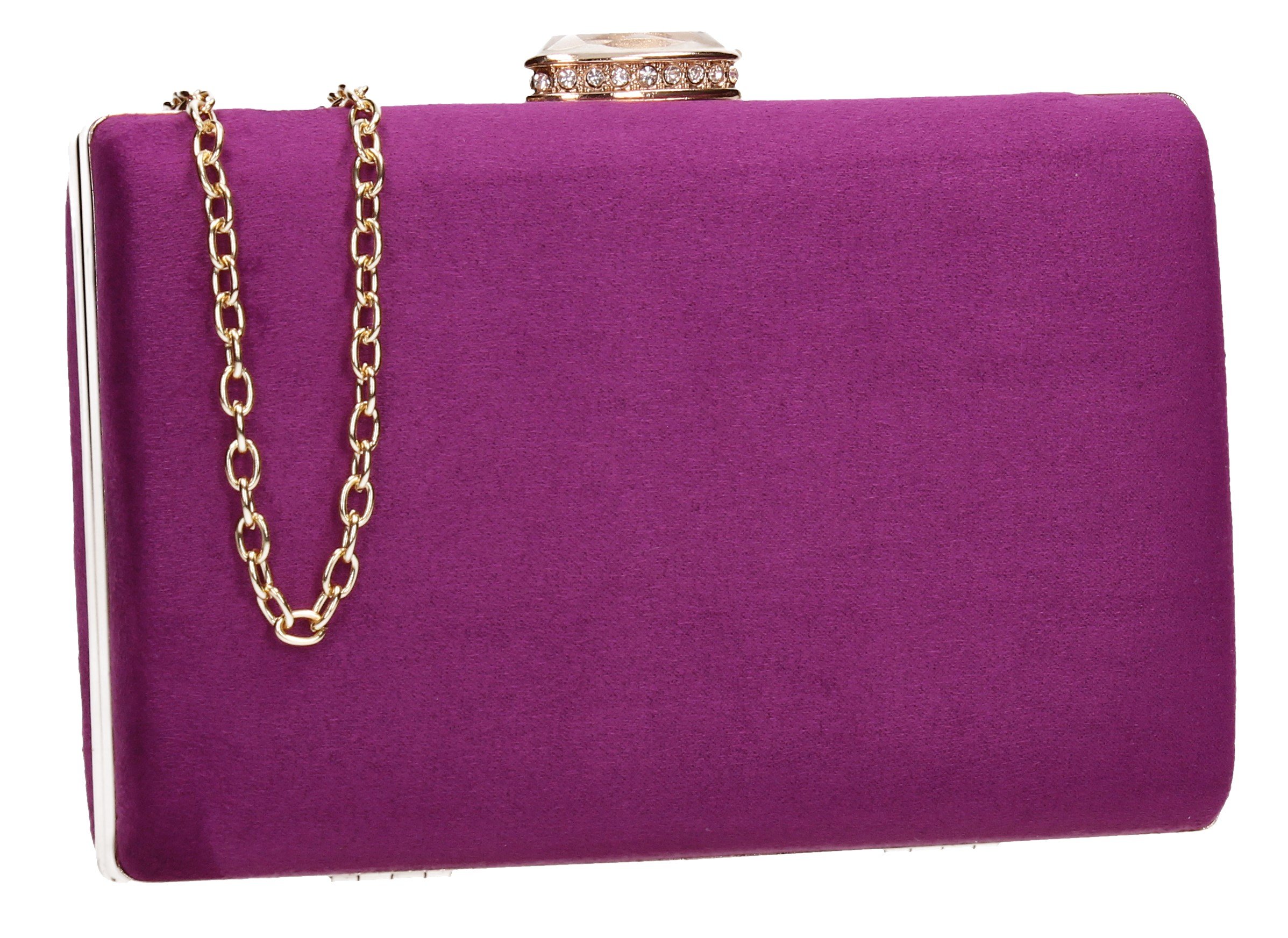 SwankySwans Surrey Suedette Velvet Womens Elegant Ladies Party Prom Wedding Bridal Box Clutch Bags (Purple)
