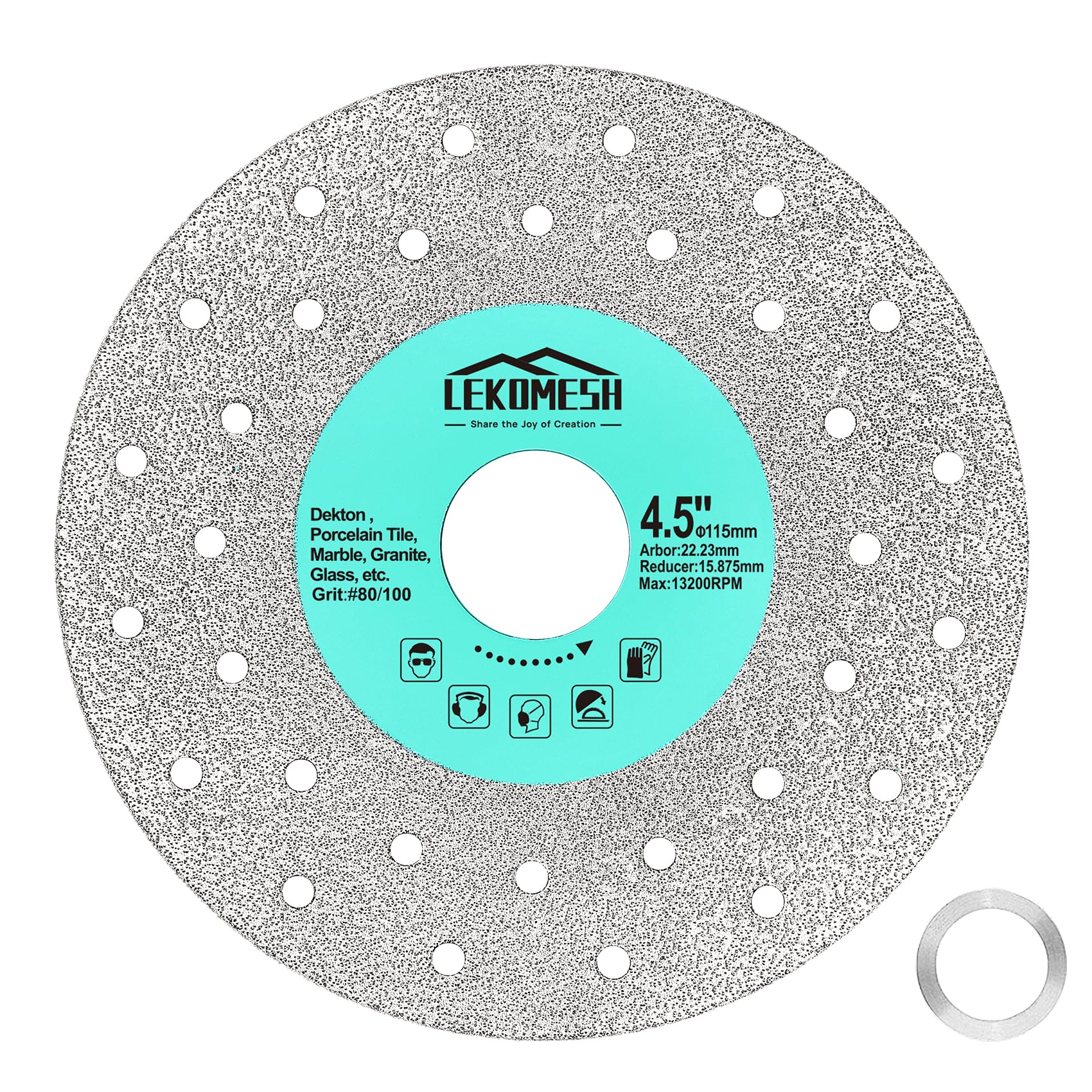 LEKOMESH Tile Cutting Disc - 115MM Glass Cutter Disc, Granite Cutting Blade, Diamond Grinder Wheel for Rock Slab, Stone, Tile, Marble, Granite, Glass Diamond Saw Blades
