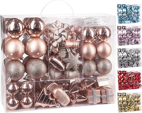 Miniatura 1 de BRUBAKER 77ct - Adornos de árbol de Navidad - Inastillables - Bolas de Navidad, estrellas, conos de pinos, botas, calcetines, paquetes -
