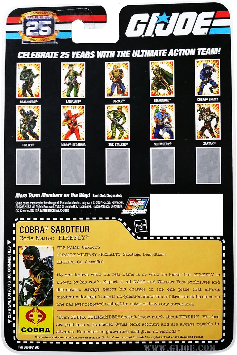 G.I. Joe 25th Anniversary: Firefly (Cobra Saboteur) 3.75 Inch Action Figure - Image 2