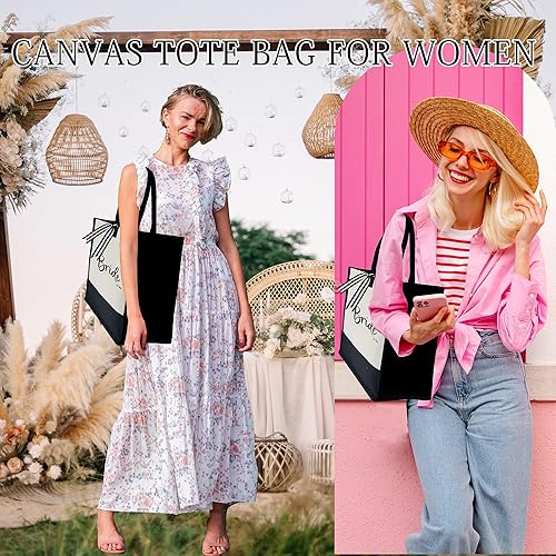 Miniatura 4 de BeeGreen Regalo bordado de luna de miel, regalo para novia, bolsa de lona de 13 onzas con bolsillo interior y cierre de botón exterior, regalos