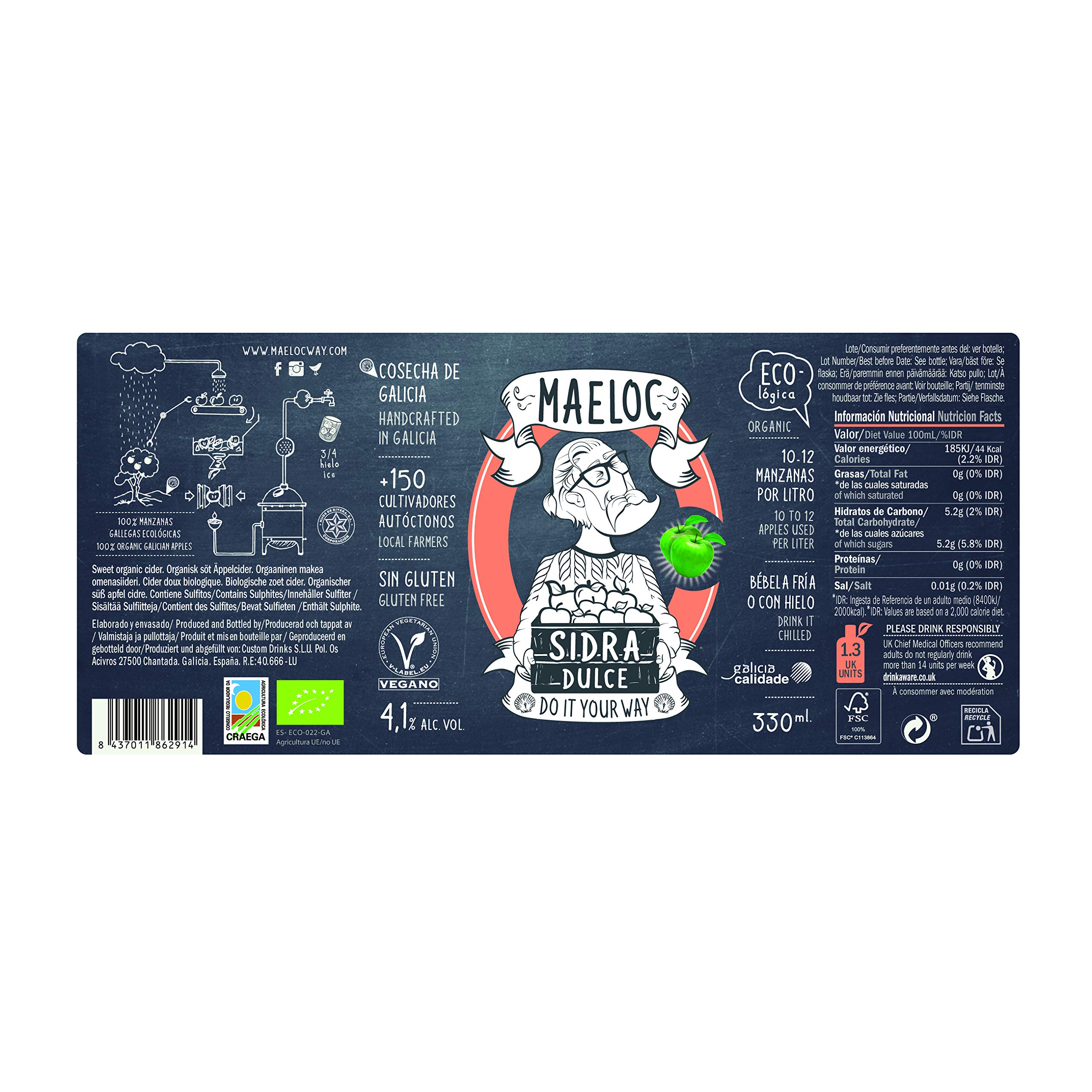 Maeloc Sidra Dulce Ecológica - 24 botellas x 330 ml