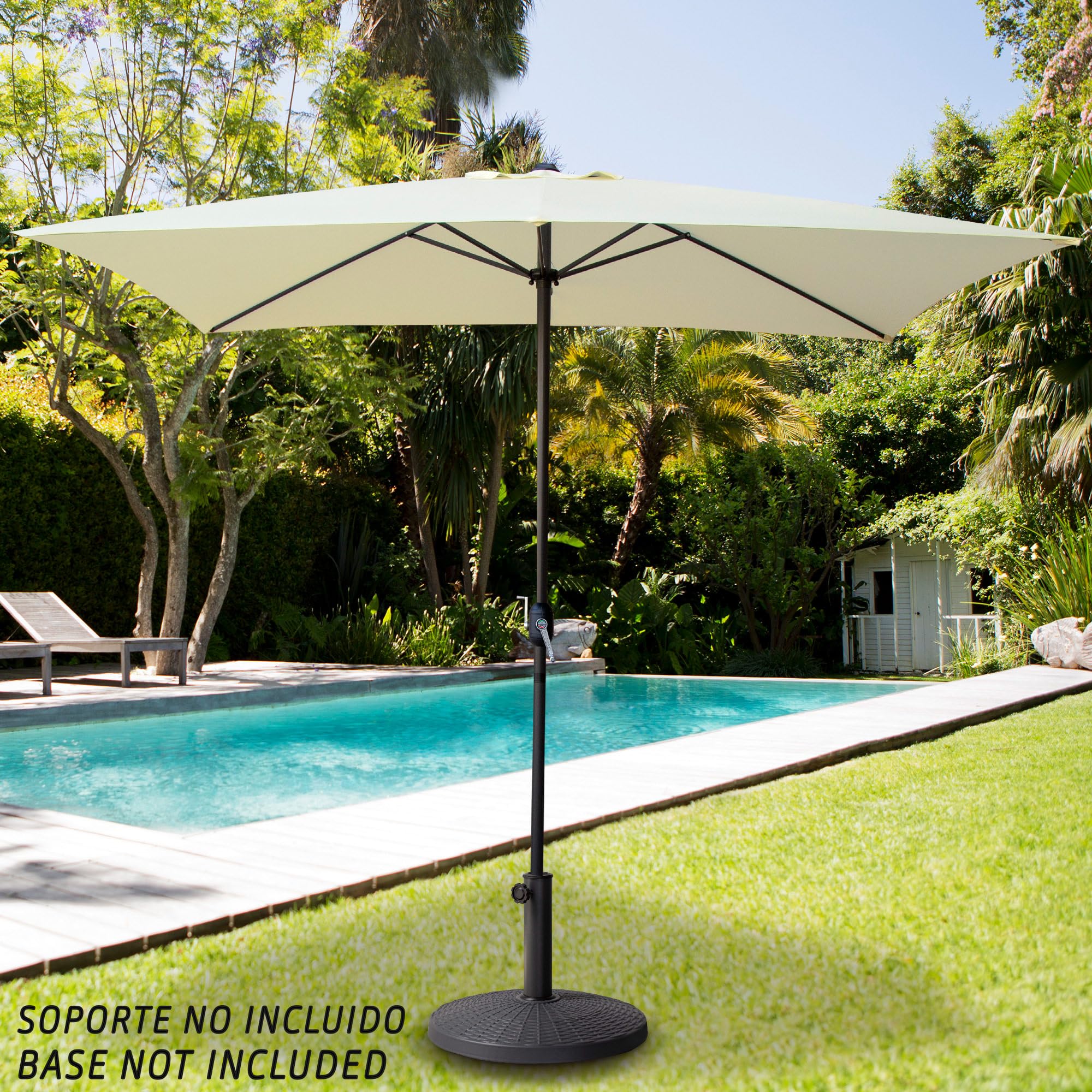 AKTIVE 61118 - Sombrilla jardín y terraza exterior cuadrada antiviento 2,7 x 2,7m, Altura 2,6m, Protección UV50, De aluminio, fácil de plegar e instalar, Sombrillas terraza, parasol jardín