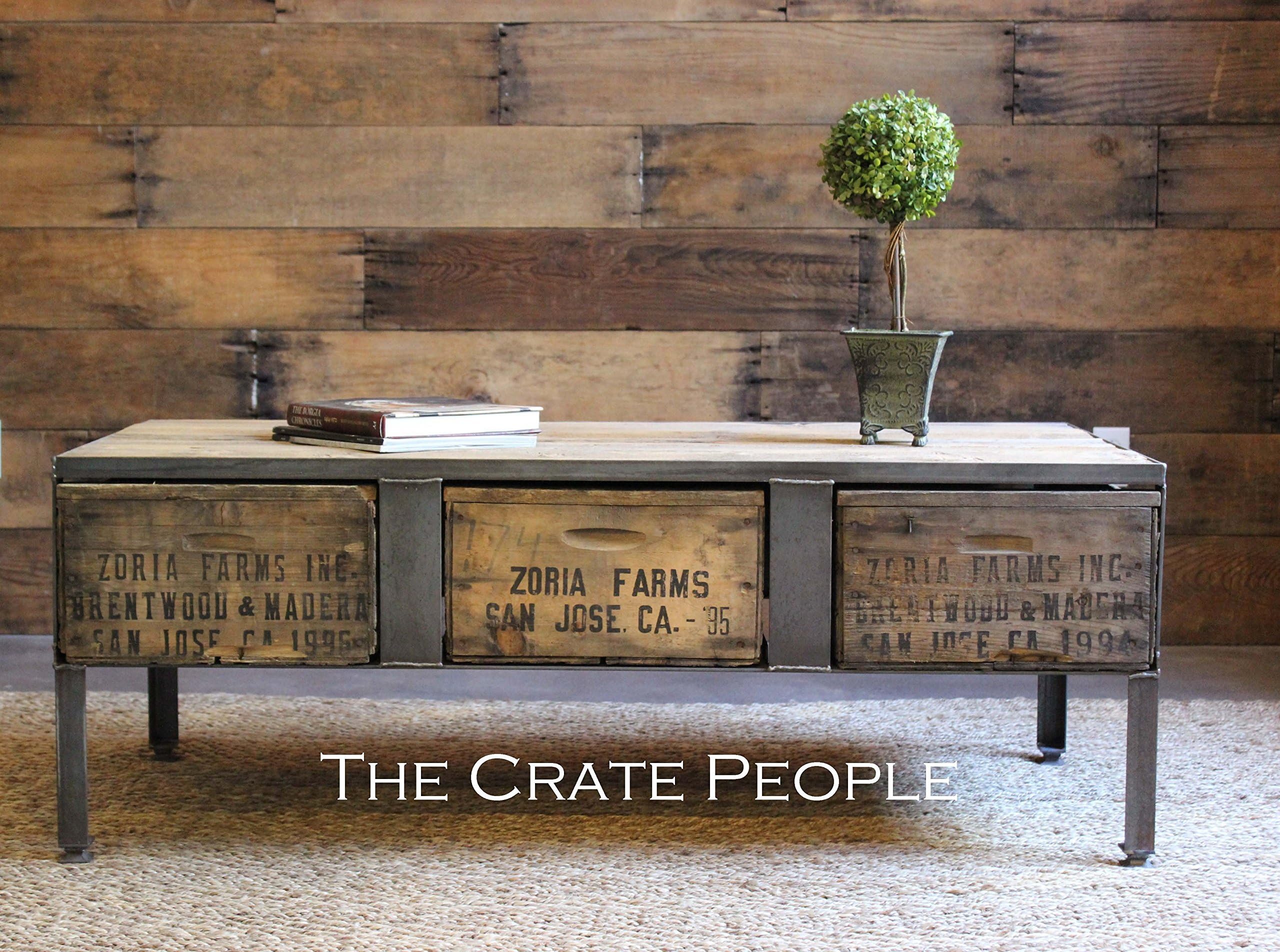 3 Zoria Crate Coffee Table with metal dividers