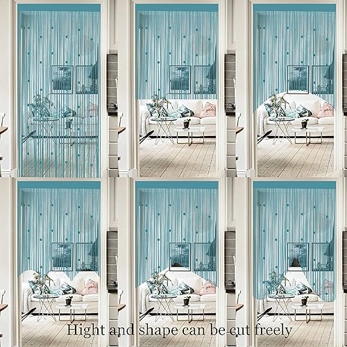 Miniatura 4 de Cortina de cuentas para puerta con borlas, panel de ventana con cuentas, divisor de habitación, decoración de pared, cortinas de armario para