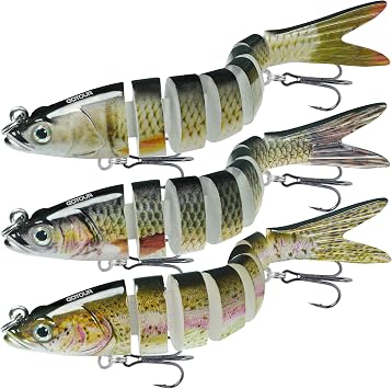GOTOUR Fishing Lures for Freshwater or Saltwater, Easy to Use for Family Fishing Beginner and Pros, Most Lifelike Jointed Swimbait,Slow Sinking Bass Pike Panfish Walleye Lures, Fishing Gifts for Men