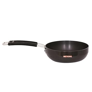METKING 1.5 Liter Hard Anodised Aluminium Fry Pan - Non-Stick - Fry Pan for Induction - Gas Stove Compatible - Black