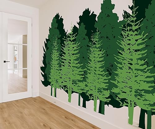 Miniatura 3 de Calcomanías de pared para habitaciones de niños – Árboles de bosque verde – Fabricado en Estados Unidos – (árboles del bosque verde, pequeño)