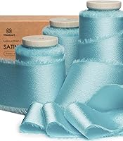 Vista 25 de Vitalizart - Cinta de satén de seda azul marino de 1-1/2 pulgadas x 15 yardas, cintas deshilachadas azul marino hechas a mano para envolver regalos