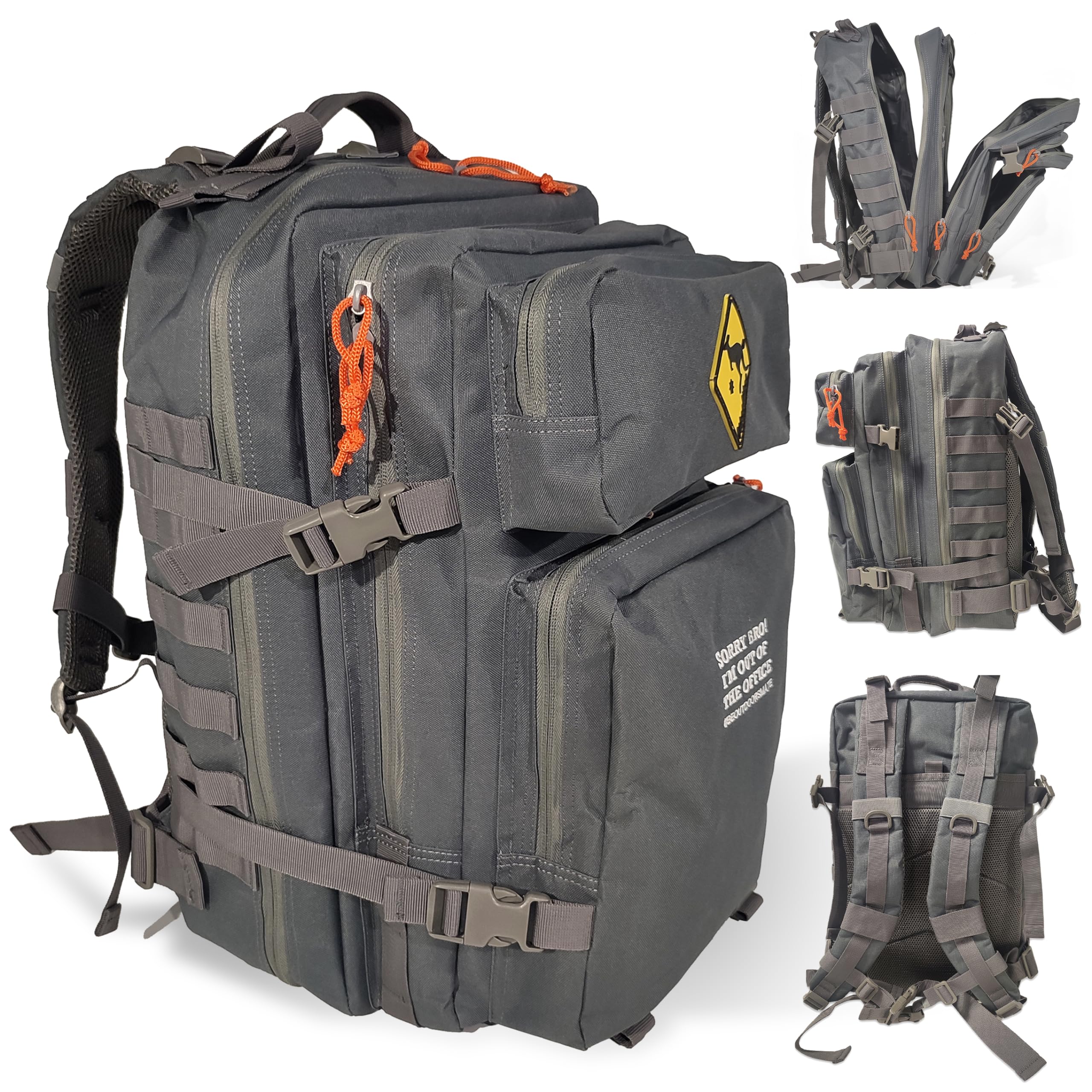Mochila Viaje Militar Táctica 45L Crossfit Múltiples Bolsillos Resistente 900D Mochila Hombre Gimnasio Fitness Senderismo Sistema Molle Impermeable Gran Capacidad para Viajar (GREY)