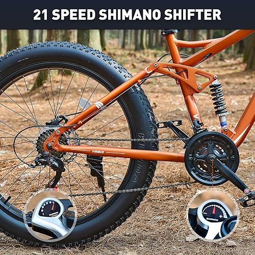 Miniatura 4 de Viribus Bicicleta de montaña de suspensión completa para adultos bicicleta de carretera con neumáticos gruesos de 26 pulgadas con marco de aleación