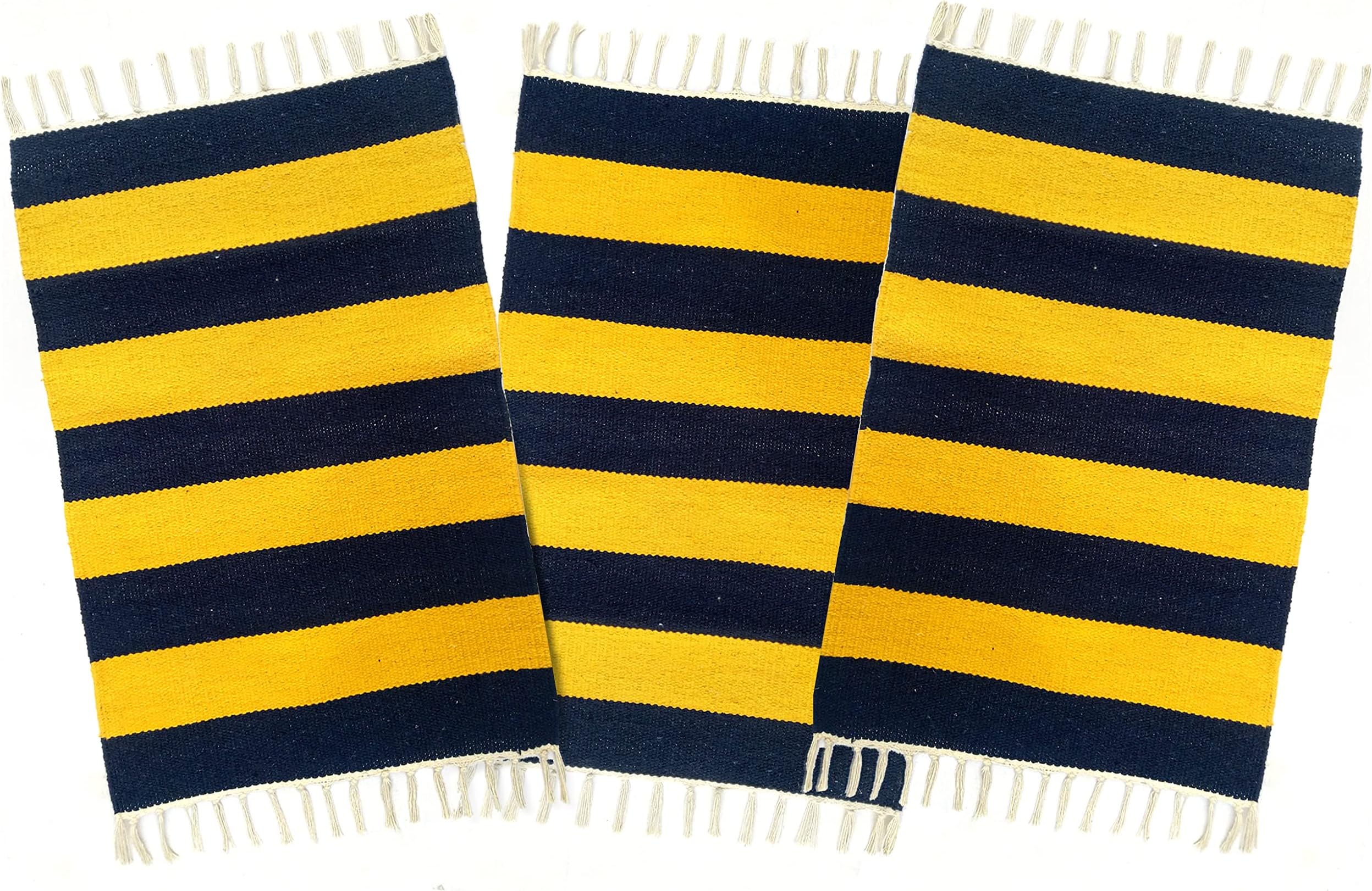 H2H House2Home Cotton Door Mat Thickness up to 9MM (40cm X 60cm, Black, Yellow, Pack Of 3)